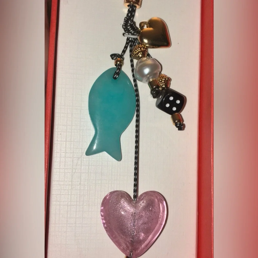 PIPER K Sea Ocean Life Love Glass & Howlite Multiple Charm Bag Keychain NEW NWT